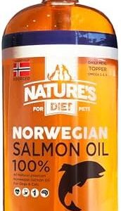 Nature's Diet Pet 32 oz Norwegian Salmon Oil Dogs & Cats - Natural Support for Joint Function Immune Heart Health Appetite Skin & Coat Omega 3 6 9 Liquid Food Topper EPA DHA Fatty Acids