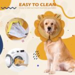 IEUUMLER Inflatable Recovery Dog Collar, Protective Donut Cone, Adjustable Soft Collar for Dog and Cat After Surgery Prevent from Biting & Scratching EU002 - Brown Lion M+ - Image 7