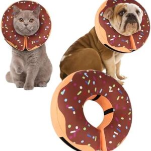 Recovery Donut Collar for Dogs & Cat,Inflatable Dog Cone Collar Alternative After Surgery,Soft Dog Cone for Large Medium Small Pet, Adjustable Pet Neck Donut(Brown,Medium)