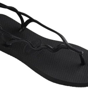 Havaianas Women's Soleil Sandals - Two Strap Sandals for Women - Black, 11/12