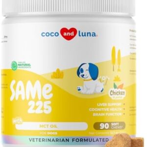 Same for Dogs - 90 Soft Chews - S-Adenosyl-L-Methionine - with MCT Oil for Better Absorption - Promotes Brain Health, Liver Support, and Cognitive Function