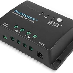 Renogy Wanderer Li 30A 12V PWM Negative Ground Solar Charge Controller Solar Panel Regulator w/ Temp Sensor Function Fit for Lithium, Sealed, Gel, and Flooded Batteries, Wanderer Li 30A