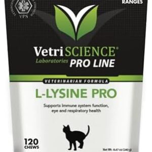 VetriScience Lysine Pro - Immune & Eye Care Supplement for Cats - Supplement Formula for Immunity & Heart Health Support - Feline Wellness Aid with L-Lysine - 120 Chews