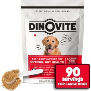 Dinovite Probiotics for Dogs – Promotes Healthy Skin & Coat with Omega 3 for Dogs, Tackles Hot Spots, Supports Digestion & Gut Health – 90 Day Supply for Large Dogs, 45+ lbs
