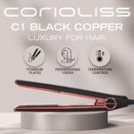 Corioliss C1 Flat Iron Hair Straightener Professional Titanium Plates Temperature Control Travel Case (Black Soft Touch Copper) - Image 2