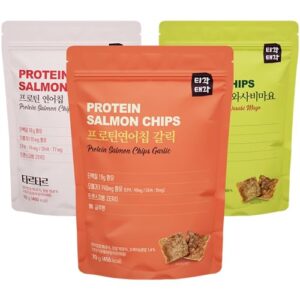 PROTEIN SALMON CHIPS | 3 FLAVORS: GARLIC – WASABI MAYO – TARTAR | KPOP SALMON CHIPS (3pk, Assorted)
