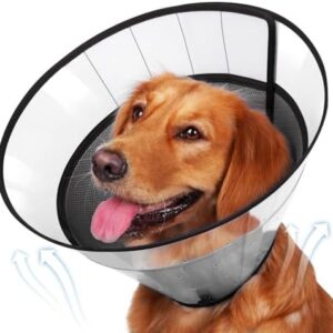 BARKLESS Soft Dog Cone, Soft Cone for Large Dogs to Stop Licking Biting Wounds, Breathable Surgical E Collar for After Surgery, Adjustable Elizabethan Collar for Neuter Incision Care
