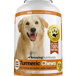 Amazing Turmeric for Dogs Curcumin Pet Antioxidant, Eliminates Joint Pain Inflammation, 120 Chews