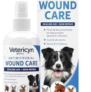 Vetericyn Plus Dog Wound Care Spray | Healing Aid and Skin Repair, Clean Wounds, Relieve Itchy Skin, and Prevent Infection, Safe for All Animals. 8 Ounces
