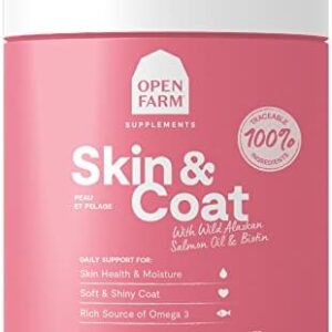 Open Farm Skin & Coat Chews, Dog Supplement, Dog Vitamins, Supports a Soft and Shiny Coat Using Traceable and Vet-Approved Ingredients, 12.7 oz, 90 Count