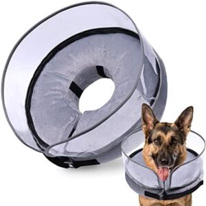 BARKLESS Dog Cone, Inflatable Dog Cone After Surgery for Small Medium Large Breeds, Soft Surgery Collar with Enhanced Anti-Licking Guard Shield for Pets, Protective Donut Collar