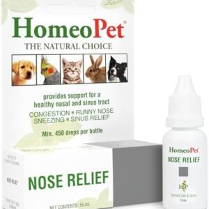 HomeoPet Nose Relief, Safe and Natural Nasal and Sinus Medicine for Cats, Dogs, and Other Small Animals, Pet Congestion Medicine, 15 Milliliters
