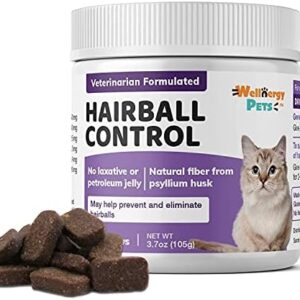 Natural Hairball Control Chews for Cats – Hairball Remedy & Aid with Omega 3 6 Fatty Acids, Zinc, Biotin, Cranberry, and Fiber. Promotes Skin & Coat, Digestive, Urinary Health. 70ct