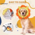 IEUUMLER Inflatable Recovery Dog Collar, Protective Donut Cone, Adjustable Soft Collar for Dog and Cat After Surgery Prevent from Biting & Scratching EU002 - Orange Lion L - Image 7