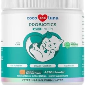 Probiotics for Cats – 4.23oz/120g Powder - Cat Probiotics and Digestive Enzymes, Probiotics Powder, Promotes Healthy Stomach and Digestion