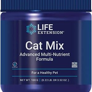 Life Extension Cat Mix, cat Food Supplements, Heart Health, probiotics, L-arginine, Taurine, B12, folic Acid, Vitamin C, Vitamin E, Rosemary, Nutrient Absorption, Gluten-Free, Non-GMO, 85 Servings