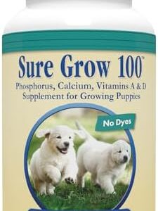 PetAg Sure Grow 100 - Promotes Optimal Bone Development in Puppies Eight Weeks and Older - with Calcium, Phosphorus, and Vitamins A & D - 100 Chewable Tablets