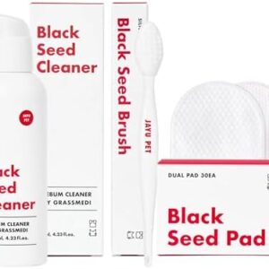 JAYU PET 3-Step Cat Acne Care Kit - Hypoallergenic Cleanser for Feline Acne, Cat Black Chin(1EA) Double-Sided Pads, Cat Acne Chin Wipes(30PCS) Soft Grooming Cat Acne Silicone Brush(1EA)