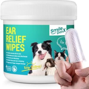 Dog Ear Cleaner Wipes - Dog Ear Infection Treatment Fast Relief from Ear Itching and Inflammation, Cat Ear Wipes Gently Remove Ear Wax Debris and Smelly (50 Pcs, Unscented)