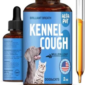Dog Cough Treatment Liquid • Kennel Cough Medicine for Dogs & Cats • For Breathing During All Life Cycle • Marshmallow Root + Mullein Leaf in the Composition • Natural Supplement for All Breeds • 2 Oz