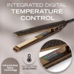 Corioliss C1 Flat Iron Hair Straightener Professional Titanium Plates Temperature Control Travel Case (Leopard Gold Soft Touch) - Image 3