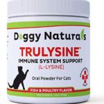 Trulysine L-Lysine for Cats Immune Support Oral Powder 4oz/100g - Cats & Kittens of All Age, Sneezing, Runny Nose Squinting, Watery Eyes - Fish & Poultry Flavor (U.S.A)(100 Grams ( 500mg / Scoop))