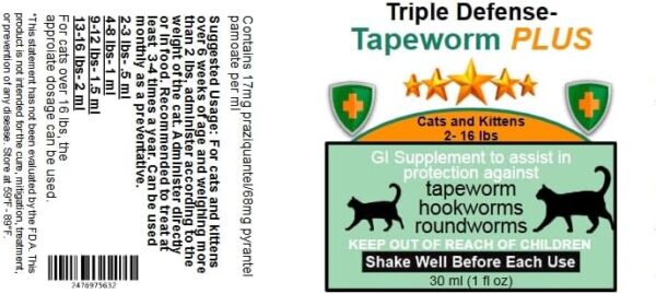 Triple Defense Tapeworm Plus for Cats and Kittens - Image 3