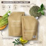Terra Pure Spa Collection 1 Liter Body Wash Refill Bag For Soap Dispensers | Bulk Toiletries for Vacation Rentals, and Home Bathroom Showers | Green Tea Lemongrass | Single - Image 4