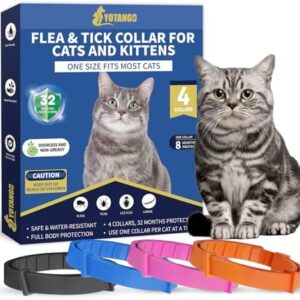 4 Pack Flea Collar for Cats, 32 Months Flea and Tick Prevention for Cats, Waterproof Cat Flea Collar, Natural Cat Flea and Tick Treatment, Adjustable Flea and Tick Collar for Cats Kittens(4 Colors)