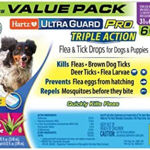 Hartz UltraGuard Pro Topical Flea & Tick Prevention for Dogs and Puppies, 31-60 lbs 6 Monthly Treatments