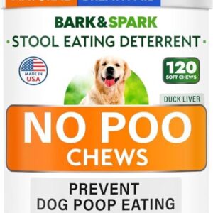 No Poo Chews for Dogs - Coprophagia & Stool Eating Deterrent with Probiotics, Digestive Enzymes & Breath Aid Support - Stop Dog Poop Eating - Made in USA - 120 Soft Chews - Duck Liver
