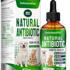 Dog Antibiotics Forte Health | Antibiotics for Cats | Herbal Supplement for All Breeds | for Easy Breathing | Digestion and Urination | Skin & Coat | Chicken Flavor | 2 Oz