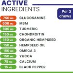 Advanced Hemp Hip & Joint Supplement for Dogs - Glucosamine for Dogs - Dog Joint Pain Relief Treats - Chondroitin Turmeric MSM Hemp Oil - Hemp Treats for Joint Health - Senior Mobility Support Chew - Image 3