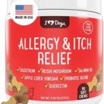 iHeartDogs Allergy & Itch Relief for Dogs with Salmon Oil, Quercetin, Colostrum, Antioxidants and Probiotics - 90 Count