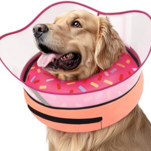 Supet Raised Inflatable Dog Cone Collar to Stop Licking, Soft Dog Cone Alternative After Surgery, Doggie Neck Donut Collar for Small Medium Large Dogs