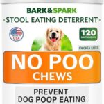 BARK&SPARK NO Poo Treats - Prevent Dog Poop Eating - Coprophagia Treatment - Stool Eating Deterrent - Probiotics & Enzymes - Digestive Health + Breath Aid - 120 Soft Chews - USA Made - Liver
