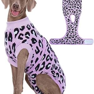 Kuoser Dog Recovery Suit for Dogs After Surgery,Professional Surgical Onesie for Female Male Dogs Spay Neuter,Soft Dog Surgery Suit Bodysuit for Abdominal Wounds Skin Disease,Purple Leopard XL