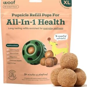 WOOF Pupsicle Refill Pops for All-in-1 Health - Long-Lasting Multivitamin Refills for The Pupsicle Toy - with Vitamins A, B, D, Iron, Magnesium, and Fiber - XL Pops - 5 Count