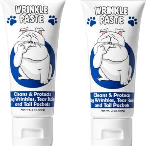 Squishface Wrinkle Paste - 2 Pack - Bulldog, French Bulldog, Pug, English Bulldog – Cleans Wrinkles, Tear Stain, Tail Pockets, and Paws – Anti-Itch Tear Stain Remover & Bulldog Wrinkle Cream, 2 Oz.