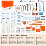 Cat & Dog First Aid Kit - High Visibility Reflective Zipper with Fluorescent Letter Print - 108 pcs with Dog Thermometer, Emergency Card & Pet First Aid Kit Manual Book - Image 6