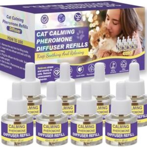 Cat Calming Diffuser Refill, 8 Pack Pheromones for Cats Multicat Diffuser Plug in Refill Pheromone to Calm Cats Soothing Feline Anxiety Stress 48ml Each Fit All Common Diffusers