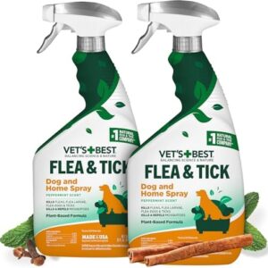Vet's Best Flea and Tick Home Spray - Flea Treatment for Dogs and Home - Plant-Based Formula - 32 Ounces, 2 Pack