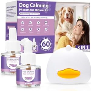 Dog Pheromones Calming Diffuser 3 In 1 Advanced Kit Appeasing Pheromone Diffuser to Calm Pet (1 Plug in+2 Pack 48ml Refill) for Anxiety Relieve Relief Reduce Aggression Fighting Stress (Tasteless)