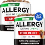 StrellaLab Dog Allergy Relief & Anti Itch Support Chews w/Omega 3: Real Ingredients, Real Taste! Skin & Coat Immune Supplement w/Fish Oil, Pumpkin & Enzymes — Developed by Experts - Made in USA -240Ct