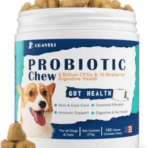 Probiotics for Dogs - Dog Probiotics with Prebiotics & Digestive Enzymes, Support Cut Health, Digestive Health & Immune System, Diarrhea & Allergy Itch Relief, 180 Soft Chews