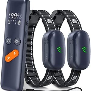 Dog Shock Collar, Electric Dog Training Collar with Remote 2680FT for 2 Dogs, IPX7 Waterproof Vibrating Dog Collar with 4 Training Modes, Rechargeable E-Collar for All Breeds, Sizes