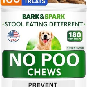 NO Poo Treats - Prevent Dog Poop Eating - Coprophagia Treatment - Stool Eating Deterrent - Probiotics & Enzymes - Digestive Health + Breath Aid - Made in USA - 180 Chews