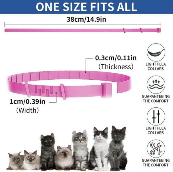 4 Pack Flea Collar for Cats, 32 Months Flea and Tick Prevention for Cats, Waterproof Cat Flea Collar, Natural Cat Flea and Tick Treatment, Adjustable Flea and Tick Collar for Cats Kittens(Pink&Purple) - Image 7