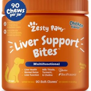 Zesty Paws Liver Support Supplement for Dogs - with Milk Thistle Extract, Turmeric Curcumin, Choline - Soft Chew Formula - for Dog Liver Function