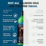 Salmon Oil | Unscented Pharmaceutical Grade | 1118mg of Omega-3 per teaspoon | Liquid Food Supplement For Dogs and Cats | BPA-Free Brushed Aluminum Epoxy coated Bottle with Pump 33oz - Image 2